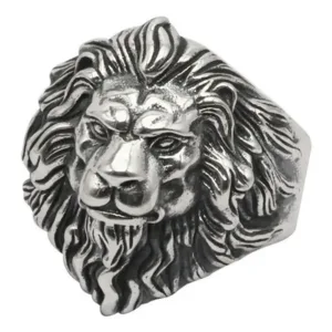Anillo Hombre Plateado Leon