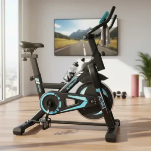 Bicicleta Estática Alpina 3 Spinning 8 Kg Negro/Celeste