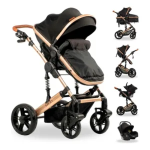 Cochecito Mega Baby Lanin 3 en 1 Negro Dorado