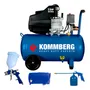 Compresor Aire Kommberg 50L 2.5hp Kit 3 Pzas Azul