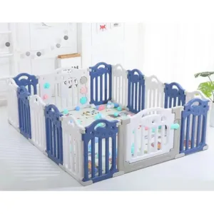 Corralito Premium 16 Paneles Altos con Puerta Azul y Blanco