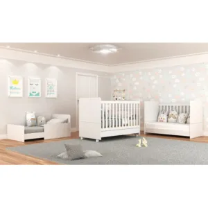 Cuna 3×1 Reborn Con Ruedas Para Colchón 130×60 Blanca