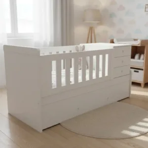 Cuna Funcional Baulera Cajonera Carrocama Blanca