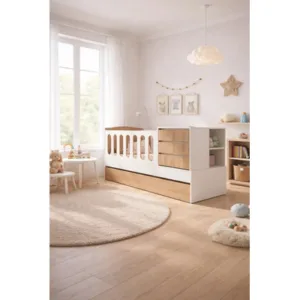 Cuna Funcional Jmi con Cama Integrada Línea Hogar Blanca