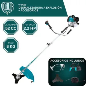 Desmalezadora Vöhler VHDE55 52cc 2.2hp 1500W y Accesorios