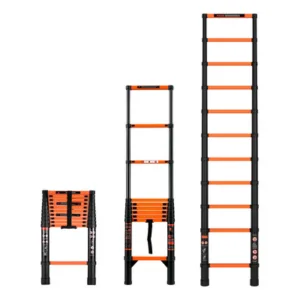 Escalera Telescópica Liviana 3.9 Mt 10 Escalones Negra