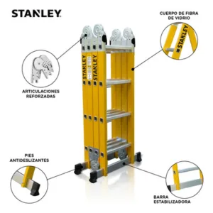 Escalera Articulada Dieléctrica Stanley 16 Escalones Aluminio