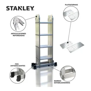 Escalera Articulada Stanley 16 Escalones con Plataforma Gris