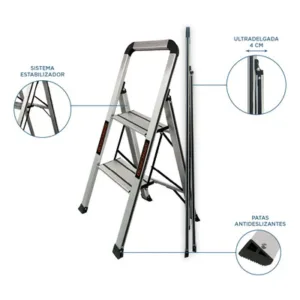 Escalera Plegable Black+Decker Slim 2 Escalones Aluminio 150 Kg