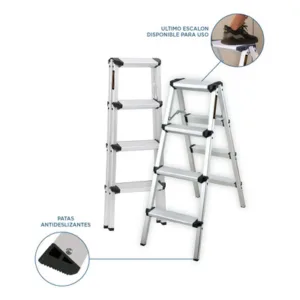 Escalera Black+Decker 4 Escalones Aluminio 120kg Gris
