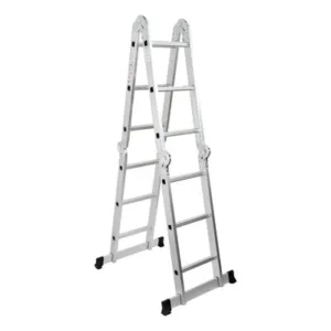 Escalera Plegable Aluminio Multifuncion 4×3 Plateada