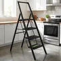 Escalera Plegable Hierro 4 Escalones Reforzada 150kg Negra