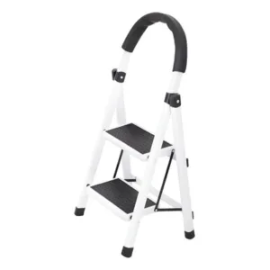 Escalera Plegable Home Co. 2 Escalones 84cm Acero Blanco