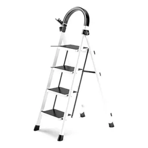 Escalera Plegable Silver Plate 4 Escalones Reforzada Blanca