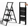 Escalera Plegable Hierro Negra 3 Escalones Reforzada