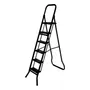 Escalera Reforzada Metálica Tijera Color Negro 150kg 6 Escalones