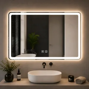 Espejo Baño LED Táctil 80×60 Esmerilado Desempañante