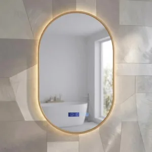 Espejo Baño Tactil LED Ovalado 70cm Dorado Oscuro