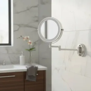 Espejo LED Pared Brazo Extensible Maquillaje Plateado