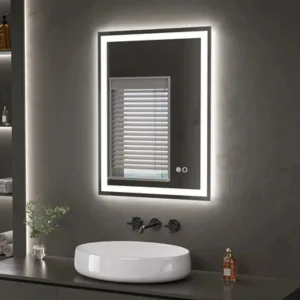 Espejo Digital LED Táctil Desempañador Baño Rectangular