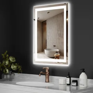 Espejo Digital Táctil LED Desempañador Rectangular Blanco