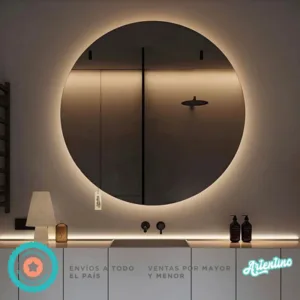 Espejo Led Pared Baño Redondo Moderno 60 cm Borde Pulido
