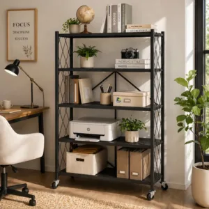 Estante Organizador Plegable 5 Niveles Metal Negro