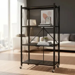 Estantería Plegable Movil Metal 4 Niveles Negro