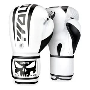 Guantes de Boxeo Wolon 12oz Cuero Sintético Velcro Blancos