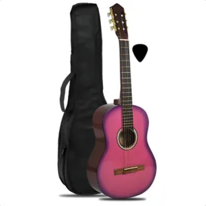Guitarra Criolla Estudio Combo Funda Pua Manual Rosa Lila