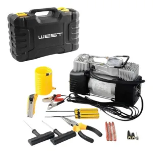 Kit Compresor Inflador Linterna Auto Moto 4×4 Negro