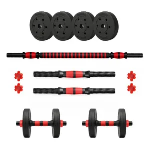 Kit Mancuernas y Barra Topes A Rosca 20kg Discos 5kg