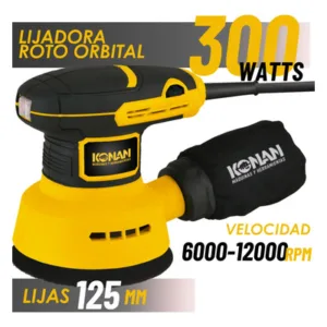 Lijadora Roto Orbital Konan 300W 125mm Velocidad Variable