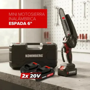 Motosierra Mini Kommberg 6 Pulgadas Inalámbrica Roja