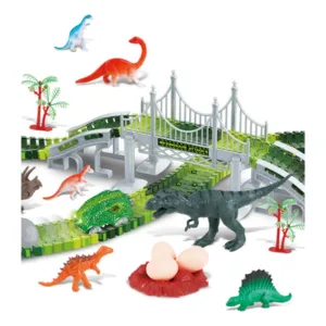 Pista Flexible Dinosaurios Autos 208 Piezas Marca XYZ
