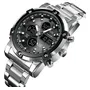 Reloj Carrello 89 Malla Plateada Fondo Negro Bisel Plateado