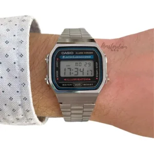 Reloj Digital Casio A168WA-1 Retro Plateado con Alarma