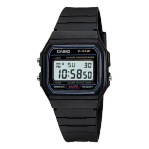 Reloj Casio F-91 Negro con Alarma y Cronómetro