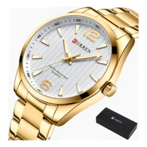 Reloj Pulsera Curren 8434 Cuarzo Dorado Fondo Blanco Hombre