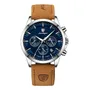 Reloj Poedagar Hombre Cuarzo Cronógrafo Malla Cuerina Azul