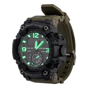 Reloj Digital Gadnic Hombre Sumergible 50 M Alarma LED Verde Negro