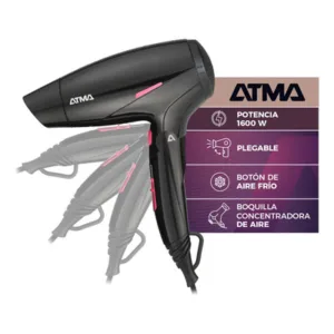Secador de Pelo Atma 1600W Motor DC Cerámico Negro