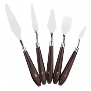 Set Espátulas Artmate 5 Pzas Madera Para Óleos Acrílicos