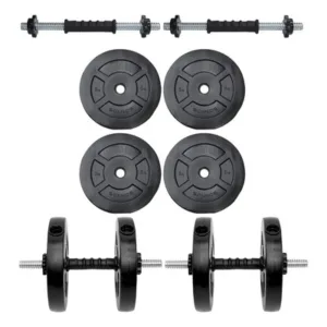 Set Mancuernas A Rosca 20 Kg Discos Pesas Negro