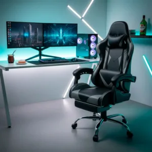 Silla Escritorio Ph Import Gamer Ergonómica Negro Gris