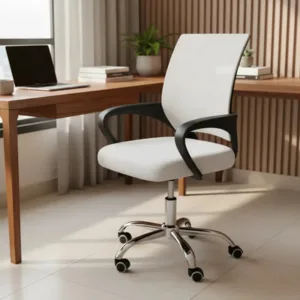 Silla Oficina Ergonomica Virke Tr Baja Blanco con Ruedas