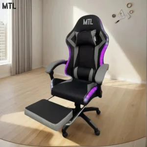 Silla Gamer MTL Gris Ergonómica con Luces LED y Masaje