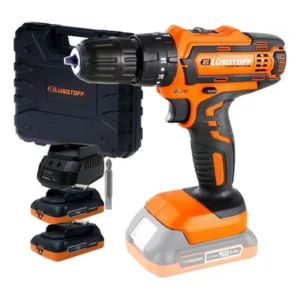 Taladro Atornillador Percutor Lusqtoff 18V Naranja 2 Baterías
