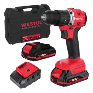 Taladro Percutor Inalámbrico Westul 20V Brushless Rojo