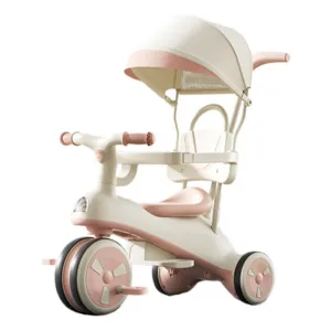 Triciclo Babypops 3 en 1 Rosa con Manija Desmontable